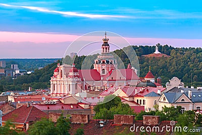 Old town at sunset, Vilnius, Lithuania Stock Photo