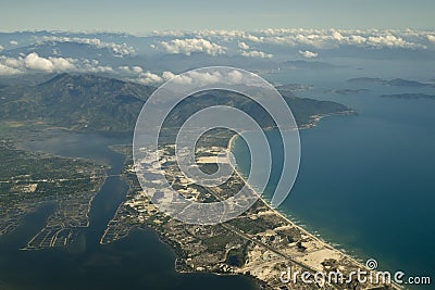 Aerial view over sea in Cam Ranh Bay, Vietnam. Stock Photo