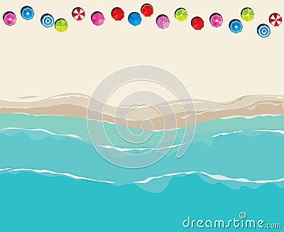 Aerial view over sunny beach Vector Illustration