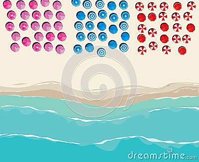 Aerial view over sunny beach Vector Illustration