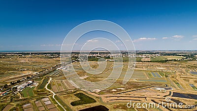 Aerial view of oysters farms in Marennes, Charente Maritime Stock Photo