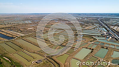 Aerial view of oysters farms in Marennes, Charente Maritime Stock Photo