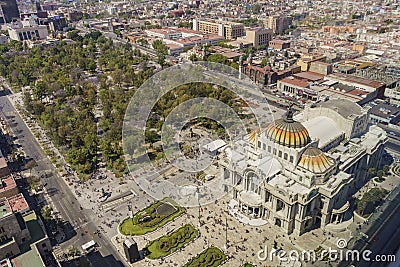 Aerial view of the Palace of Fine Arts Editorial Stock Photo