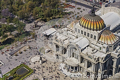 Aerial view of the Palace of Fine Arts Editorial Stock Photo