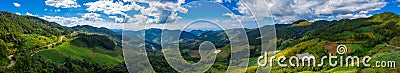 Aerial view of panorama mountian on blue sky with cloud at daytime in Mae Hong Son Province, Thailand Stock Photo