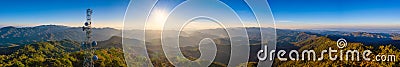 Aerial view of panorama mountian on blue sky with cloud at sunrise in Mae Hong Son Province, Thailand Stock Photo