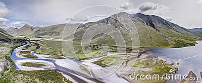 Aerial view of the paradisal landscape of Glen Etive Stock Photo