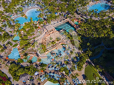 Mayan Temple water slide at Paradise Island, Bahamas Stock Photo