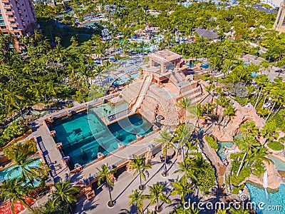 Mayan Temple water slide at Paradise Island, Bahamas Stock Photo