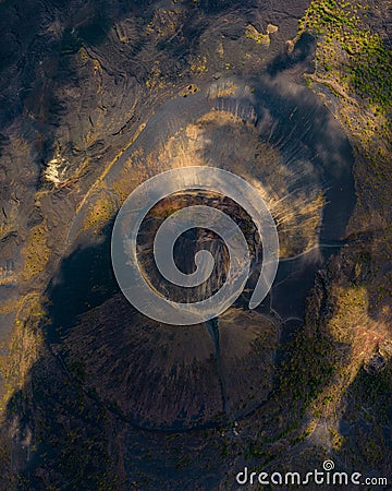 Aerial view of the Paricutin Volcano in a vast landscape Stock Photo