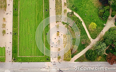 Aerial view of Paris city park from Effel Tower. Stock Photo