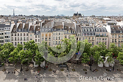 Aerial view Paris from roof terrace of Centre Pompidou, Paris Editorial Stock Photo