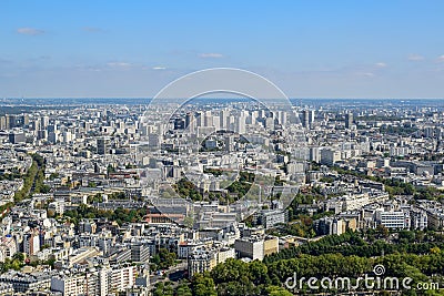 Aerial View of Paris Skyline in Summer Stock Photo