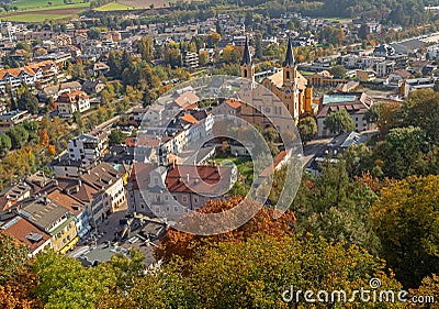 View of parish church in Bruneck Stock Photo