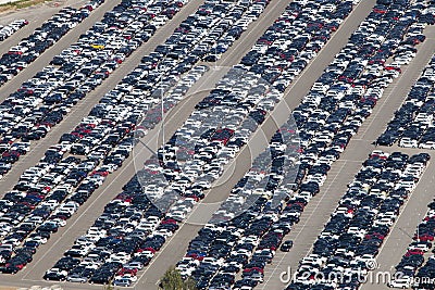 Aerial view of parking cars Stock Photo