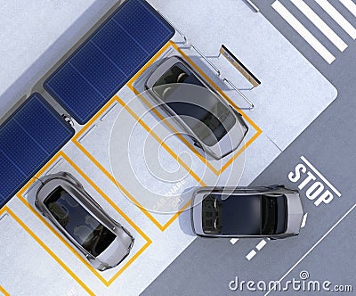 Aerial view of parking lot for car sharing business Stock Photo