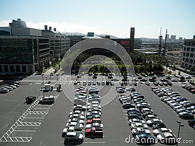 Aerial View of Parking Lot, UCSF Mission Bay Campus and Construction Editorial Stock Photo