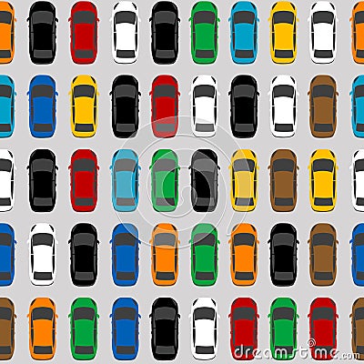 Aerial view parking with lots of multicolored cars Vector Illustration