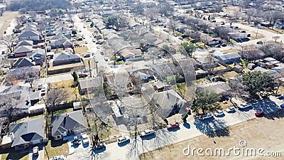 Top view parkside residential neighborhood southwest of Downtown Dallas, Texas, USA Stock Photo