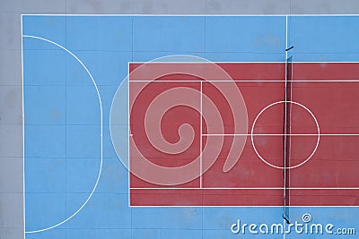 Aerial view of a part of a tennis and futsal court Stock Photo