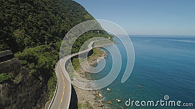 Highway on the viaduct by the sea. Philippines, Luzon Stock Photo