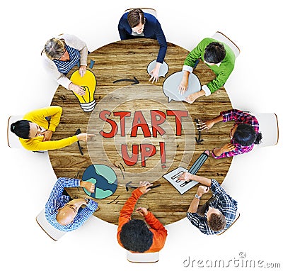 Aerial View of People and Startup Busines Concepts Stock Photo