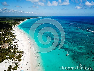 Aerial view of Pescadores beach in Tulum Mexico Stock Photo