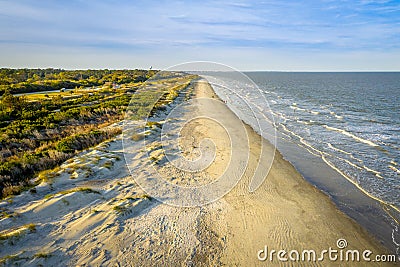 Aerial view photo of Jekyll Island Beach Stock Photo