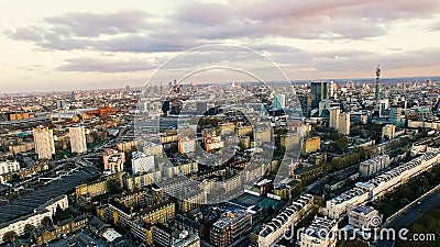 Aerial View Photo of London City Landmarks and Residential Urban Area Stock Photo
