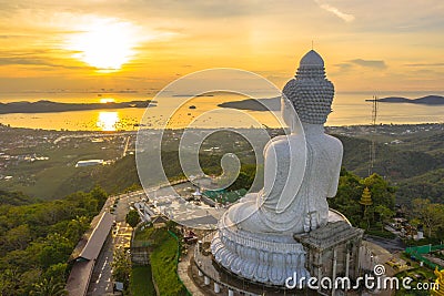 Aerial view Phuket Big Buddha is one of the island most important and revered landmarks on the island Stock Photo