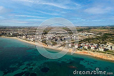 Aerial view picturesque sandy beach of Mil Palmeras. Spain Stock Photo