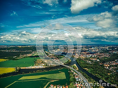 Aerial view of plantation field Stock Photo