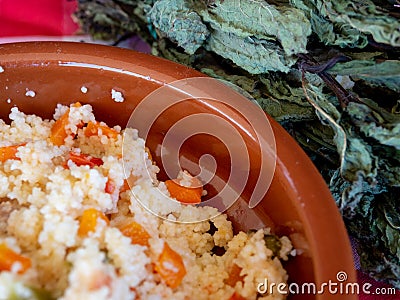 plate of couscous Stock Photo