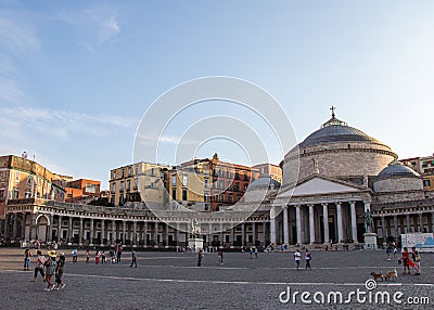 Aerial view of Plebiscite Square in Napoli Editorial Stock Photo