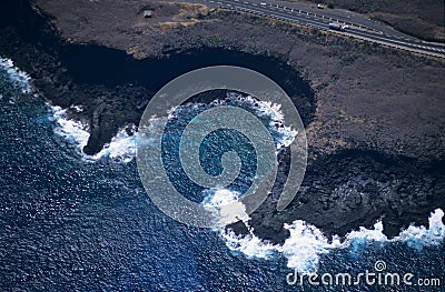 Aerial view of Pointe des chateaux Reunion island Stock Photo