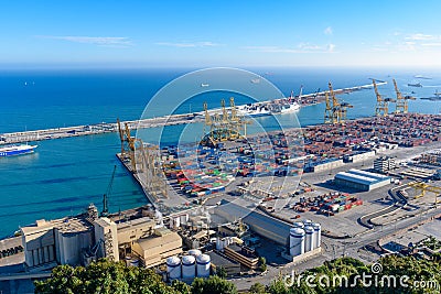 Aerial view of Port of Barcelona Editorial Stock Photo