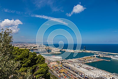 Aerial view of the port in Barcelona, Spain Stock Photo