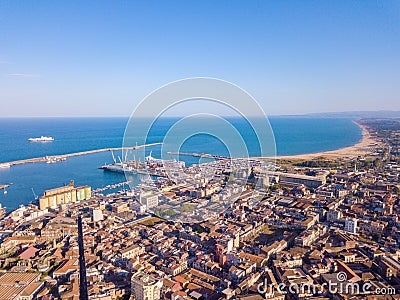 Aerial view on the port of Catania Editorial Stock Photo