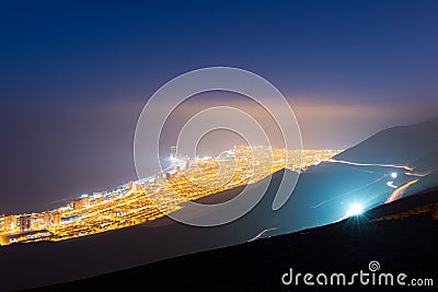 Aerial view of the port city of Iquique in the coast of the Atacama desert Stock Photo