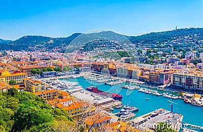 Aerial view of Port of Nice, France Editorial Stock Photo