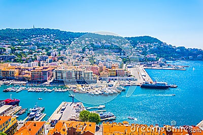 Aerial view of Port of Nice, France Editorial Stock Photo