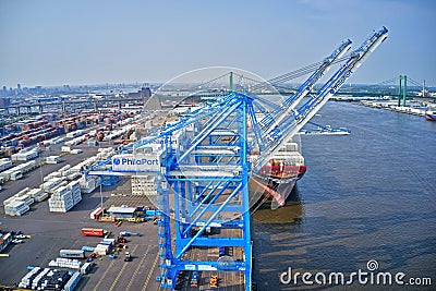 Aerial View of Port of Philadelphia Stock Photo