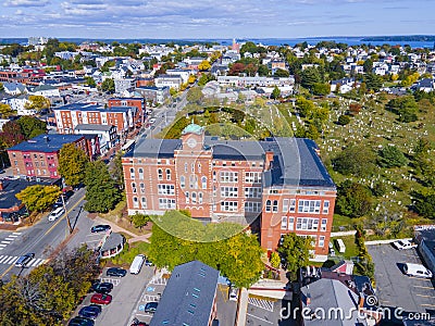Portland city aerial view, Maine, USA Stock Photo