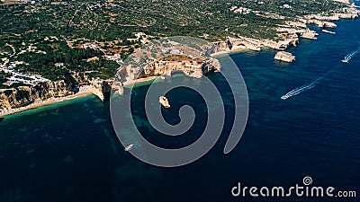 Aerial view of Portugal coast from above. Summer vocation in Portigal. Stock Photo
