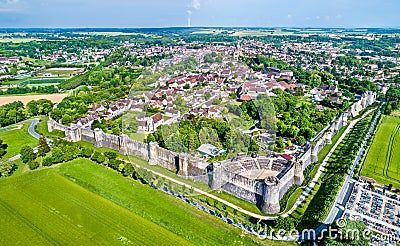 Aerial view of Provins, a town of medieval fairs and a UNESCO World Heritage Site in France Stock Photo