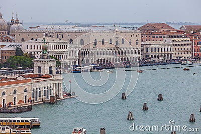 Aerial view of Punta della Dogana and Giudecca Channel, Venice Editorial Stock Photo