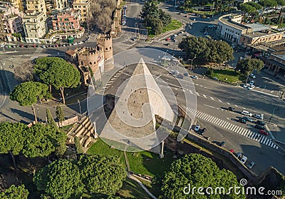 The Pyramid of Cestius in Rome Stock Photo