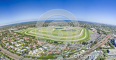 Aerial view of racecourse Stock Photo