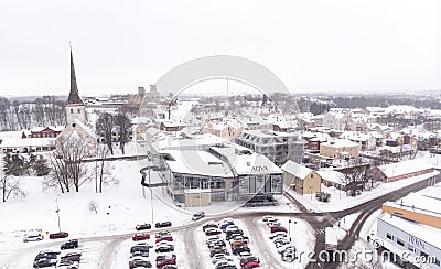 Aerial view of Rakvere in winter Editorial Stock Photo