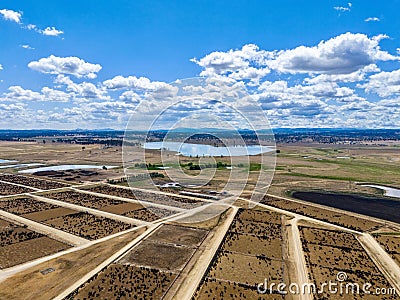 Aerial view of Rangers Valley Feedlot, near Glen Innes, New South Wales, Australia Stock Photo